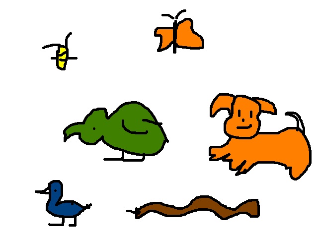 Pets : Bumblebee, Butterfly, Parrot, Dog, Duck, Snake