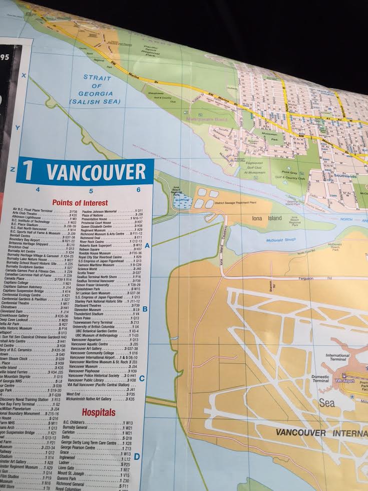 Paper map of Vancouver